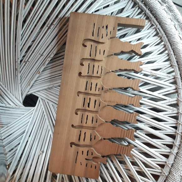 Wooden Cat Wall Decor Fence Wood Block Kitties - Picture 14 of 15